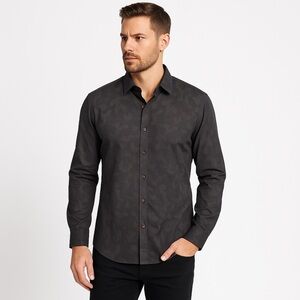 Jared Lang 100% Cotton Tonal Camo Button Down Shirt Dark Gray XL Moderncore